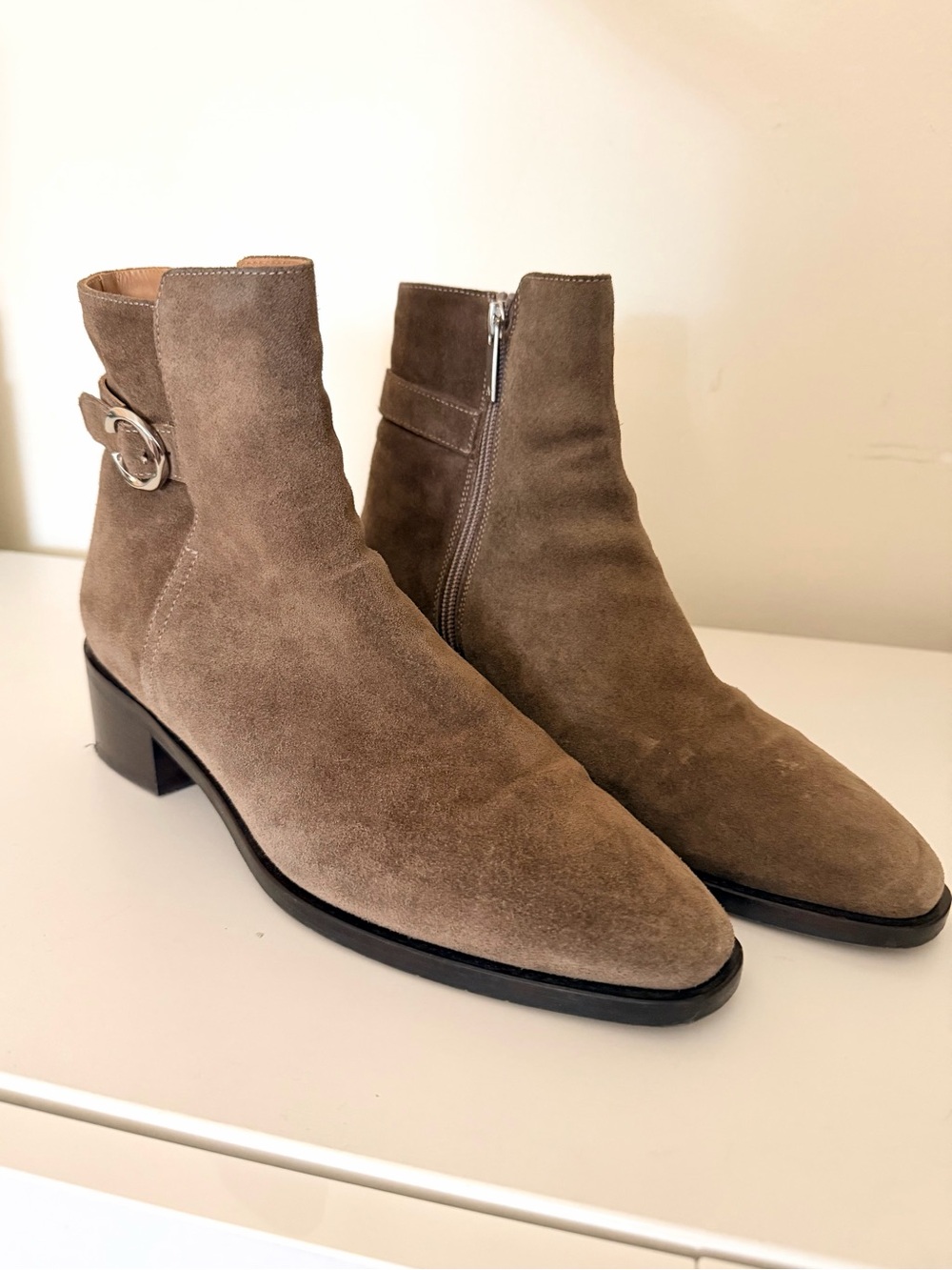 Aquatalia Taupe Suede Ankle Boots